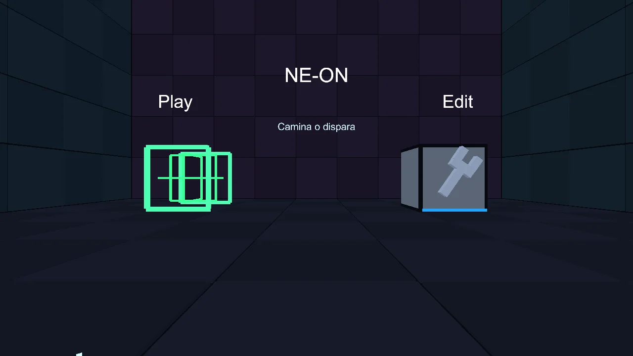 The NE-ON start room with Play and Edit entrances